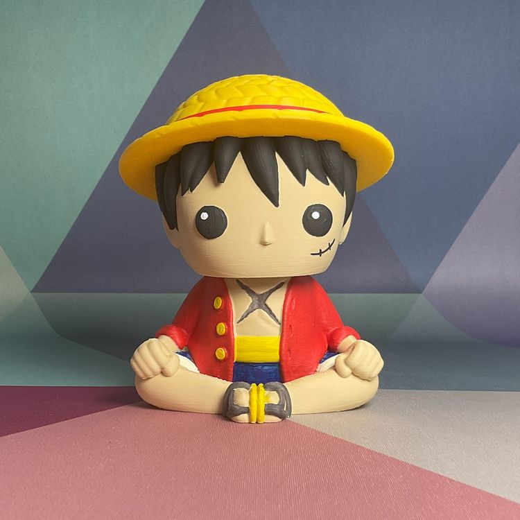 【摇头公仔】路飞  Bobblehead_monkey_d_luffy_full_COLORED-3D合纵社-3D打印模型STL格式3mf格式免费下载！