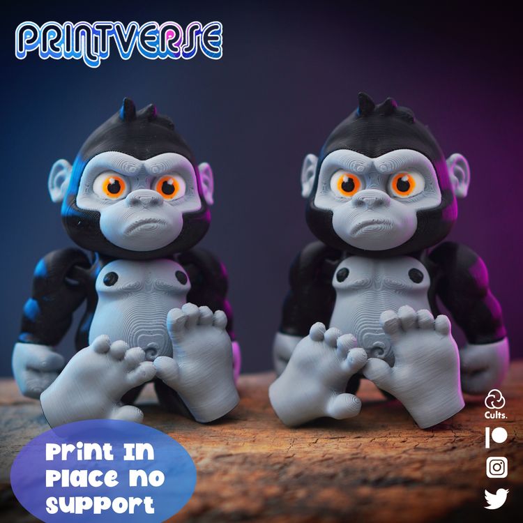 大猩猩 Flexy_Gorilla-3D合纵社-3D打印模型STL格式3mf格式免费下载！