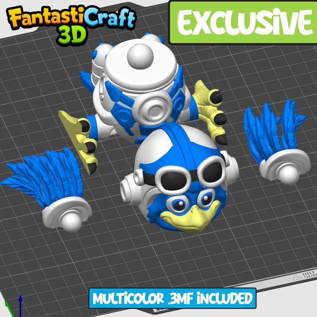 图片[2]-鸟星战斗机飞行员（多色） FC3D-BirdStarFighterPilot – FINAL-3MF-3D合纵社-3D打印模型STL格式3mf格式免费下载！