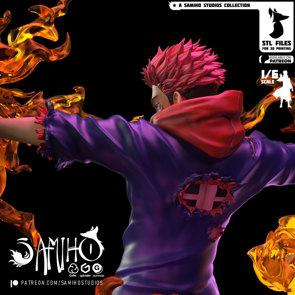 【咒术回战】虎杖悠仁火焰箭版 Samiho Studios – Sukuna Flame Arrow-3D合纵社-3D打印模型STL格式3mf格式免费下载！