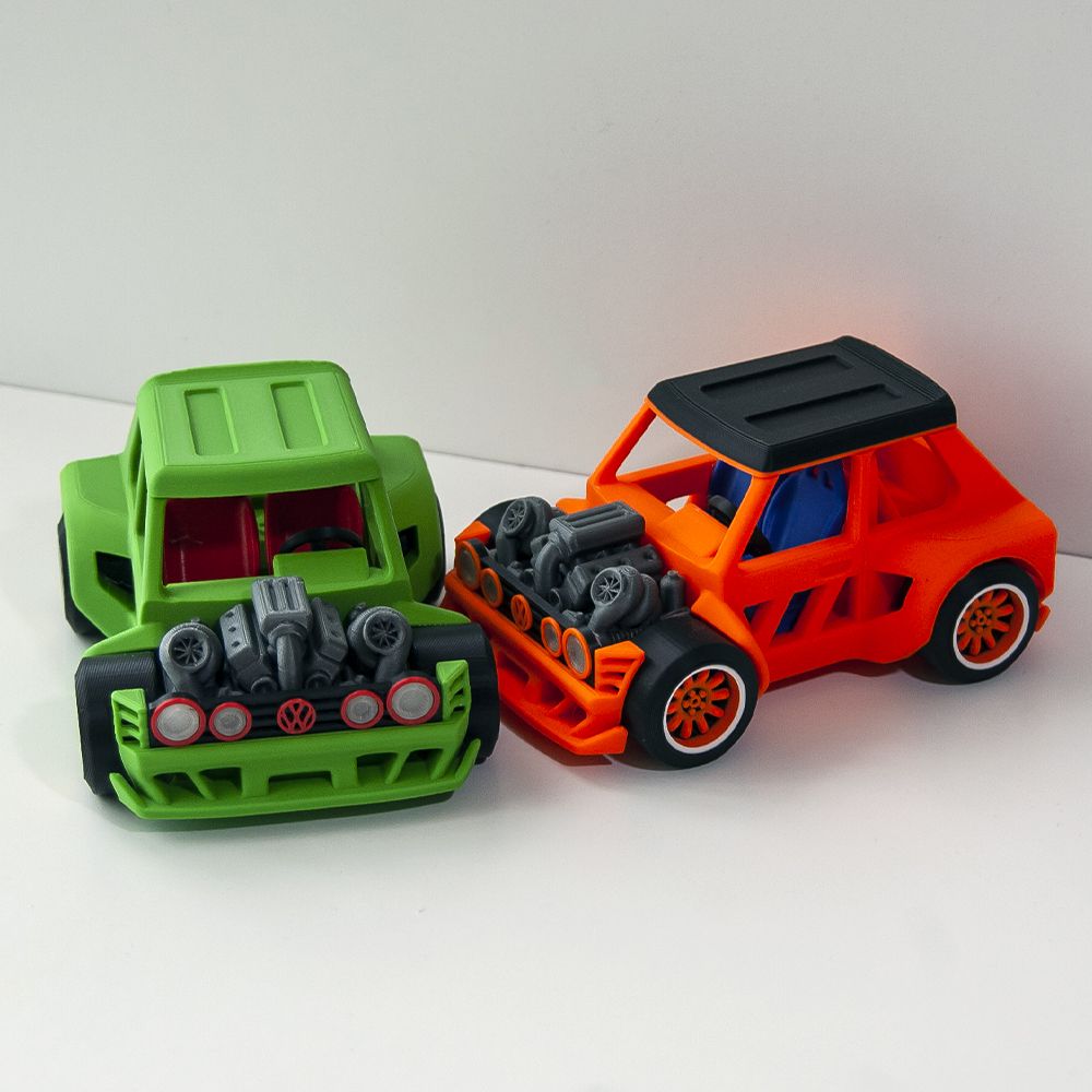 高尔夫 MK1 双涡轮增压车 GOLF MK1 Twin Turbo in Cartoon Style-3D合纵社-3D打印模型STL格式3mf格式免费下载！