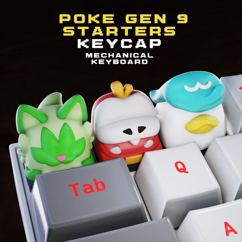 宝可梦朱紫键盘帽 9na_gen_Starter_pokemon_keycaps_by_hiko3d-3D合纵社-3D打印模型STL格式3mf格式免费下载!