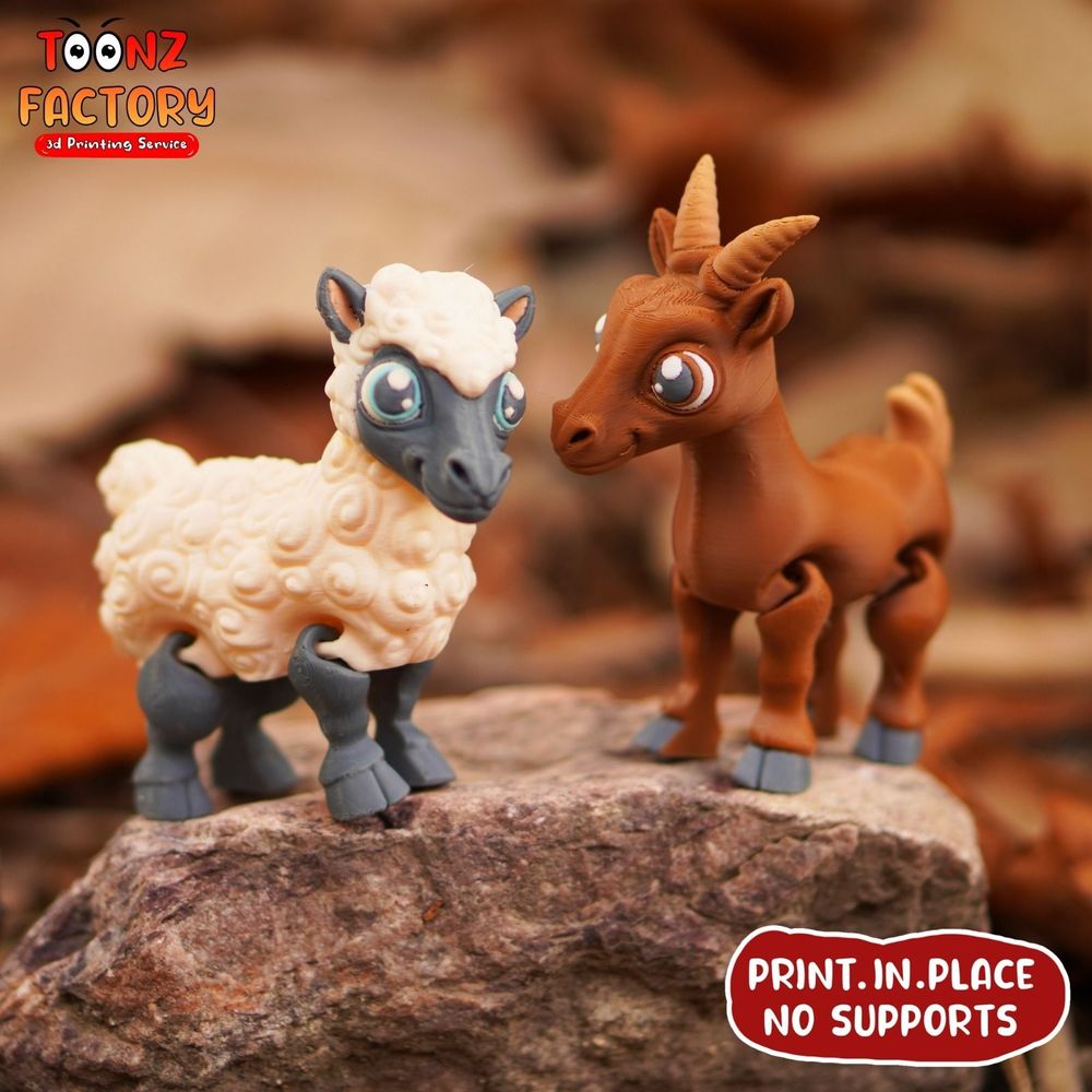 山羊与绵羊 CUTE FLEXI SHEEP AND GOAT ARTICULATED – STL 3D Portugal-3D合纵社-3D打印模型STL格式3mf格式免费下载！