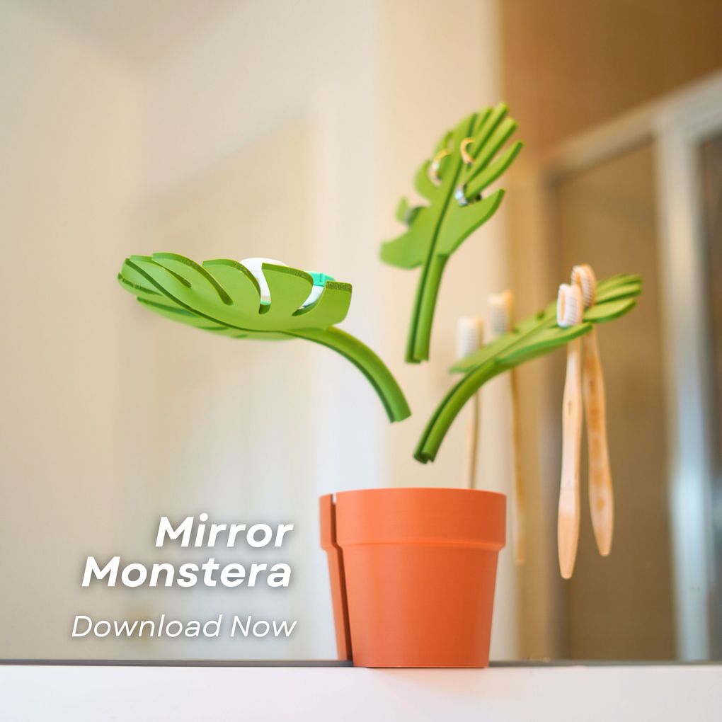 图片[2]-牙刷植物架 ForgeCore- Mirrors Monstera @Print3DWorld-3D合纵社-3D打印模型STL格式3mf格式免费下载！