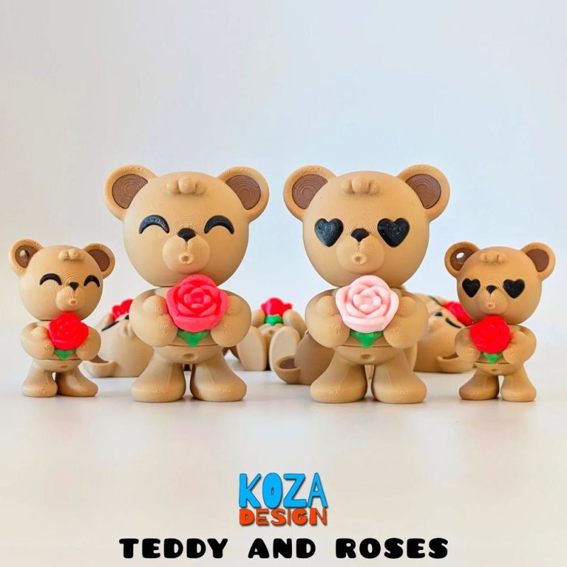 拿花小熊 KOZA TEDDY ROSES-3D合纵社-3D打印模型STL格式3mf格式免费下载！