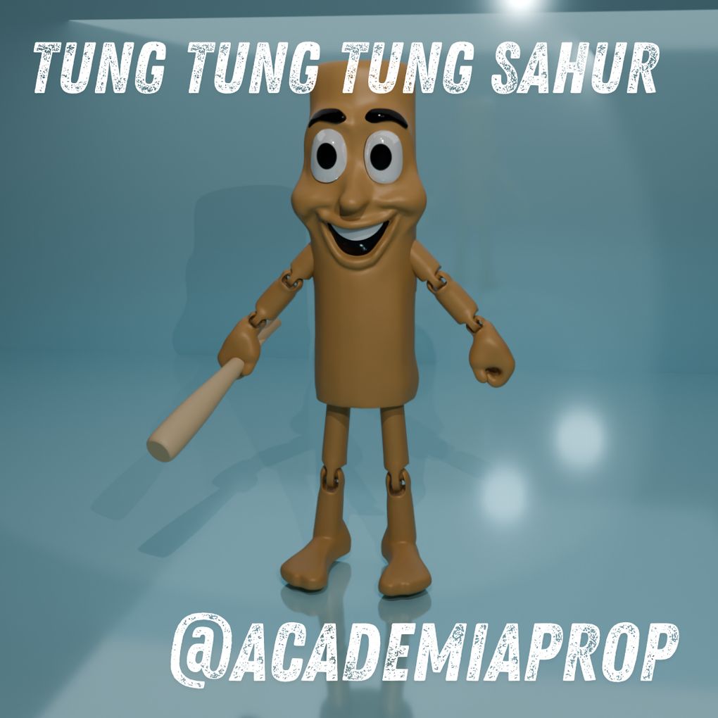 木棒人 TUNG TUNG TUNG SAHUR – FLEXI MULTICOLOR (by ACADEMIAPROP)-3D合纵社-3D打印模型STL格式3mf格式免费下载！