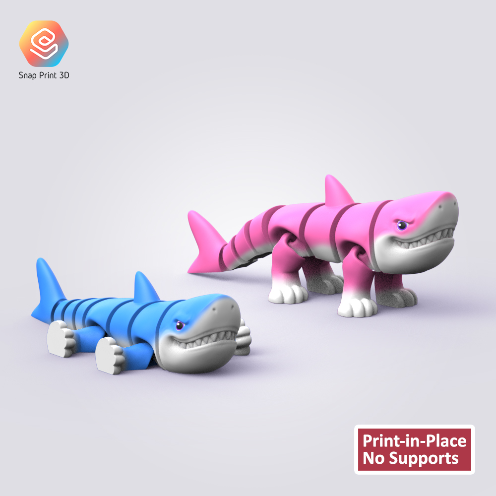 行走的鲨鱼  Flexi_STL Walking Shark-3D合纵社-3D打印模型STL格式3mf格式免费下载！