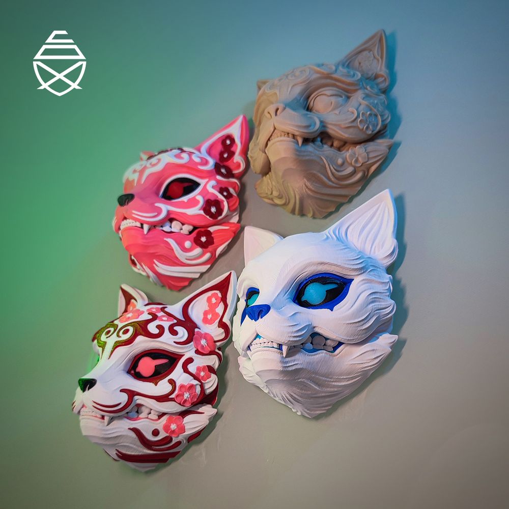 图片[2]-狐狸壁面具 Kitsune Wall Mask_PipeCox-3D合纵社-3D打印模型STL格式3mf格式免费下载！