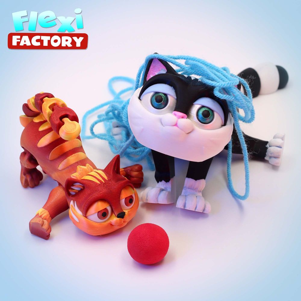 大脸猫 Flexi Factory_Cat-3D合纵社-3D打印模型STL格式3mf格式免费下载！
