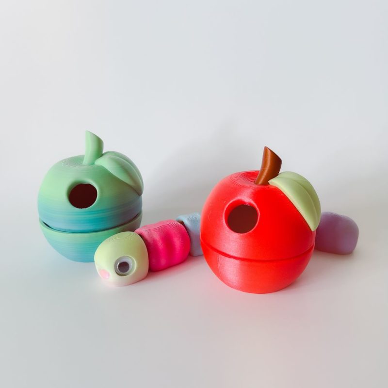 虫子苹果 Worm_Flexi_apple_container-3D合纵社-3D打印模型STL格式3mf格式免费下载！