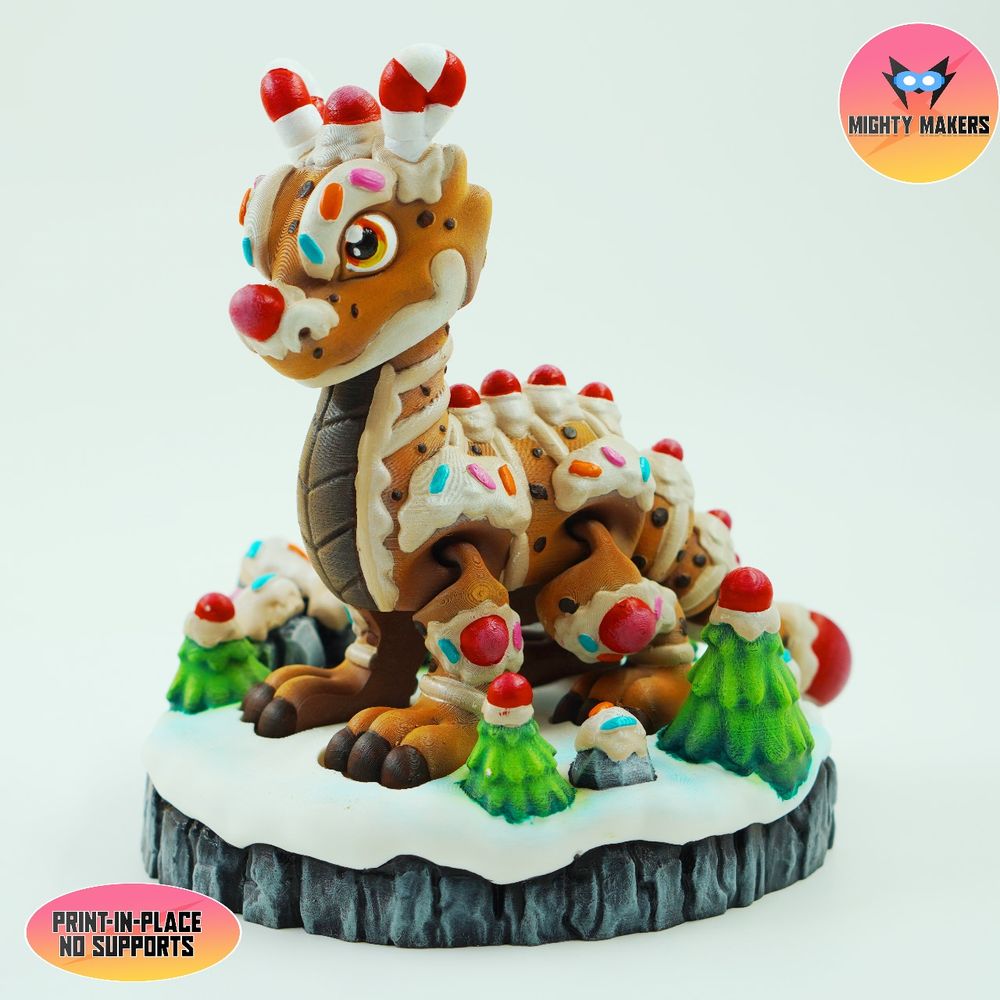 姜饼龙 MightyMakers- Flexi Gingerbread Dragon-3D合纵社-3D打印模型STL格式3mf格式免费下载！