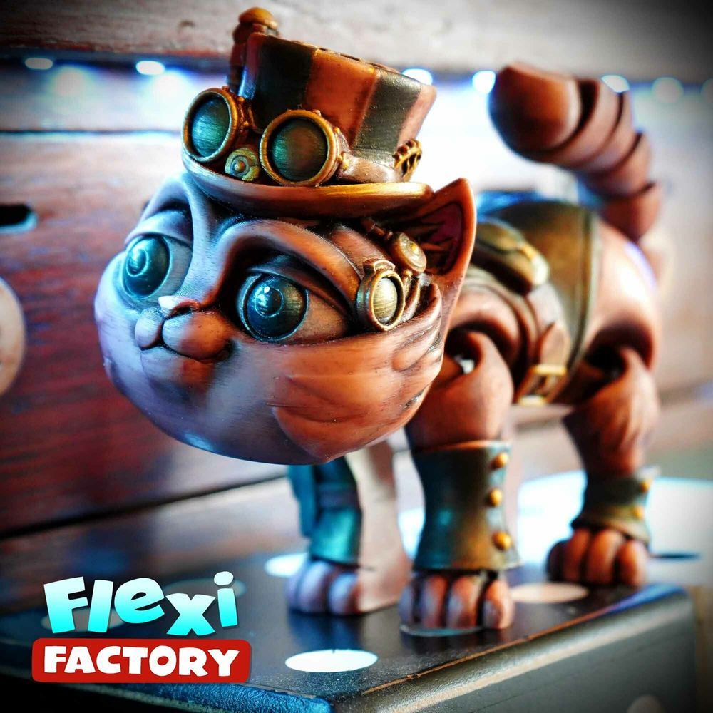 图片[2]-侦探猫 Bambu Flexi Factory Steampunk Cat-3D合纵社-3D打印模型STL格式3mf格式免费下载！