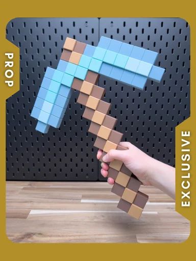 【积木玩具】我的世界-镐Minecraft Pickaxe Prop Kit No Support No AMS No Glue-3D合纵社-3D打印模型STL格式3mf格式免费下载！