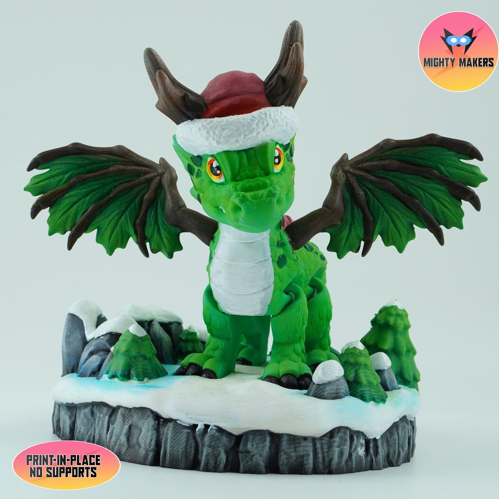 图片[3]-圣诞龙 MightyMakers- Flexi Christmas Dragon-3D合纵社-3D打印模型STL格式3mf格式免费下载！