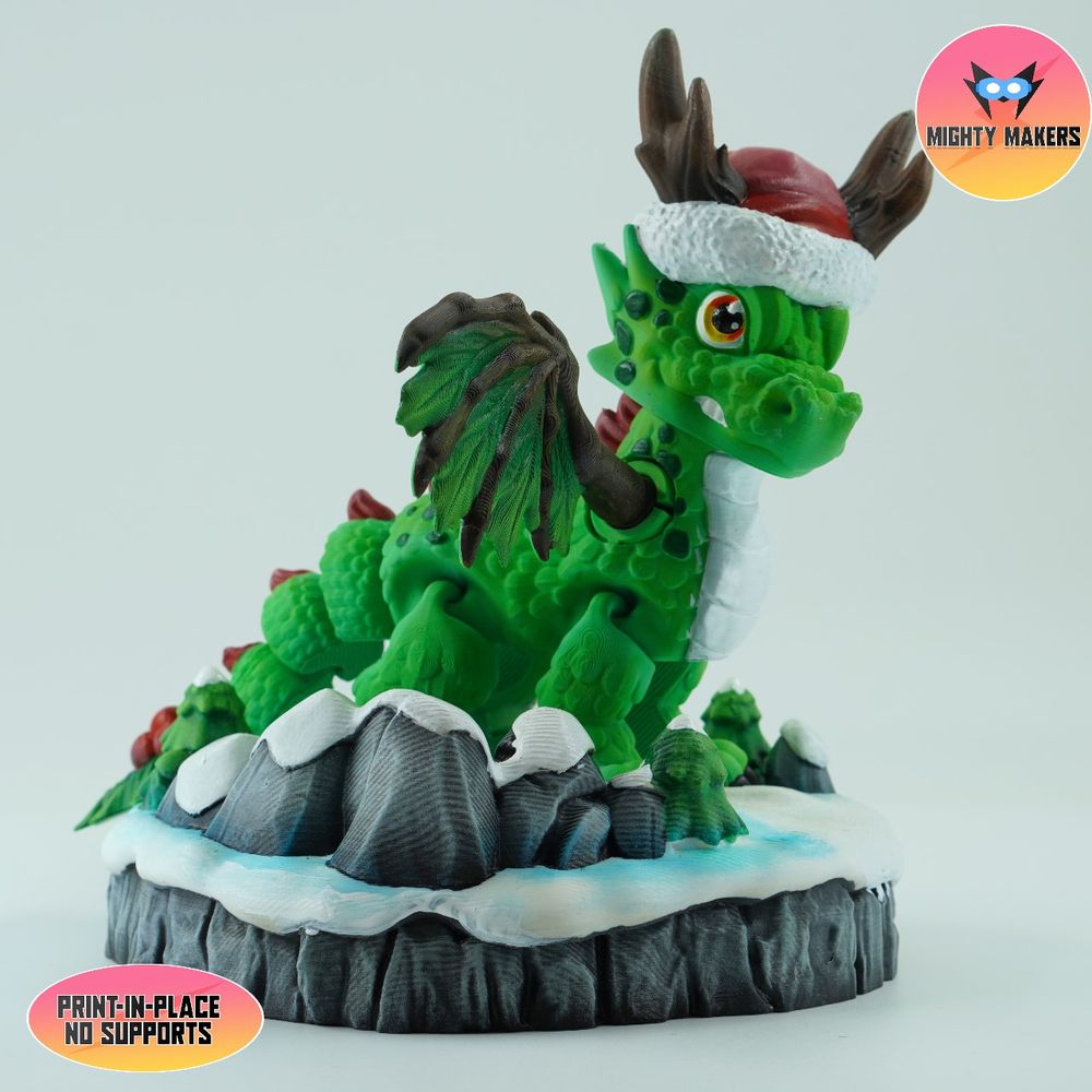 图片[2]-圣诞龙 MightyMakers- Flexi Christmas Dragon-3D合纵社-3D打印模型STL格式3mf格式免费下载！