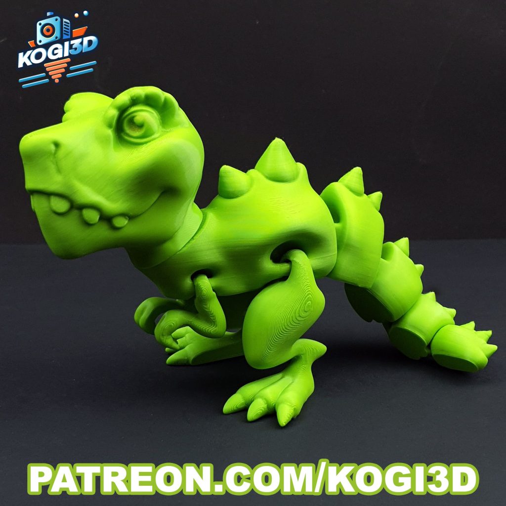 图片[3]-可爱的小绿龙 单色 Articulated+Flexi+T-Rex+Model-3D合纵社-3D打印模型STL格式3mf格式免费下载！