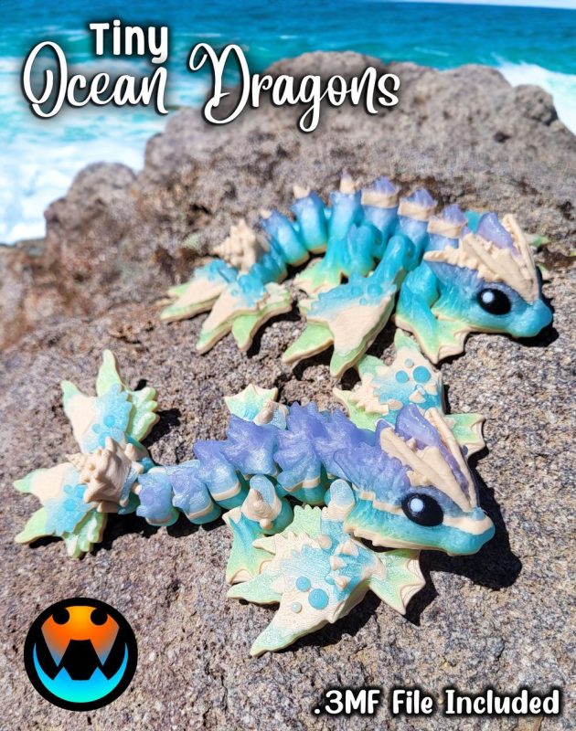 小海龙与双足飞龙 Tiny Ocean Dragon & Wyvern (by Cinderwing3D)-3D合纵社-3D打印模型STL格式3mf格式免费下载！