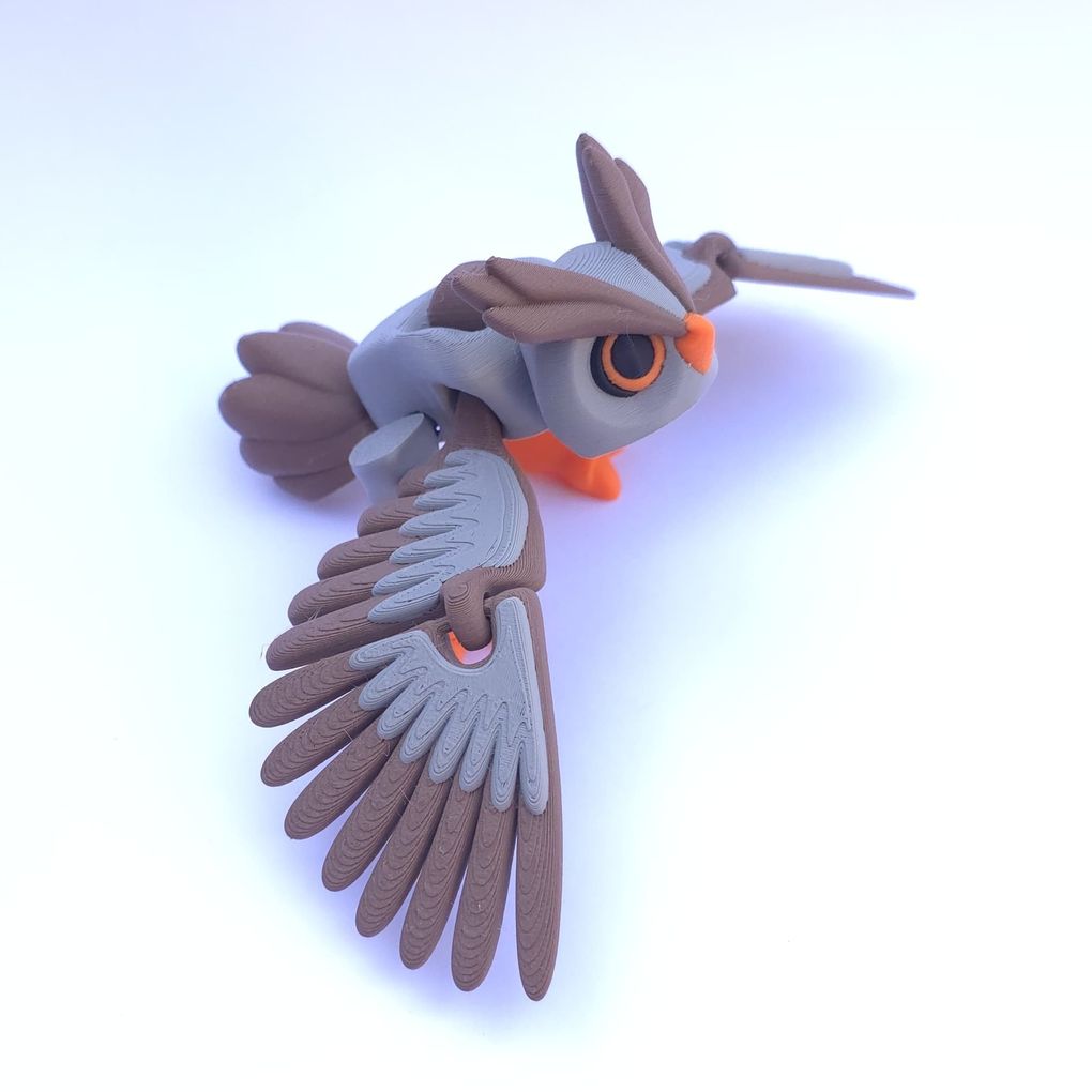 【可动小动物】猫头鹰 Owl Big Flexi-3D合纵社-3D打印模型STL格式3mf格式免费下载！