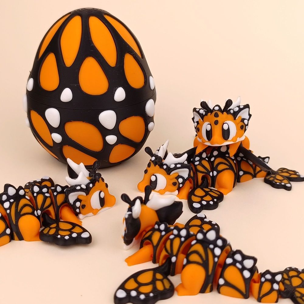 蝴蝶龙和龙蛋 Butterfly_MiniDragon-3D合纵社-3D打印模型STL格式3mf格式免费下载！