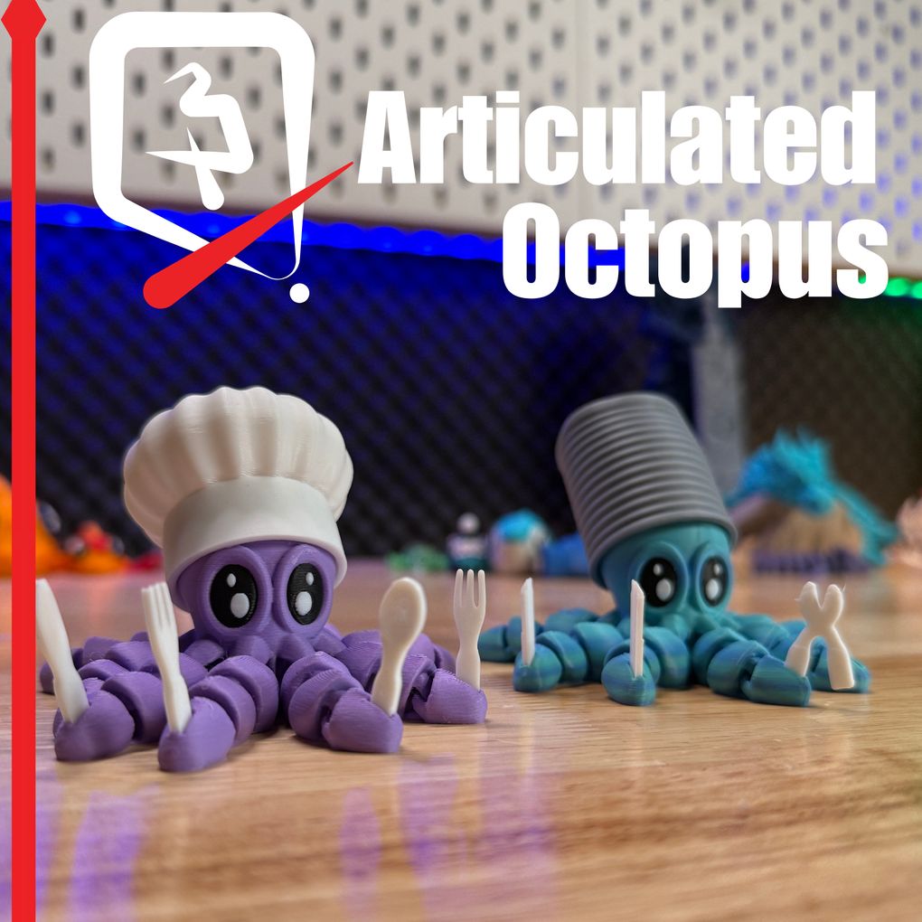 厨师小章鱼  Articulated Octopus Che-3D合纵社-3D打印模型STL格式3mf格式免费下载！