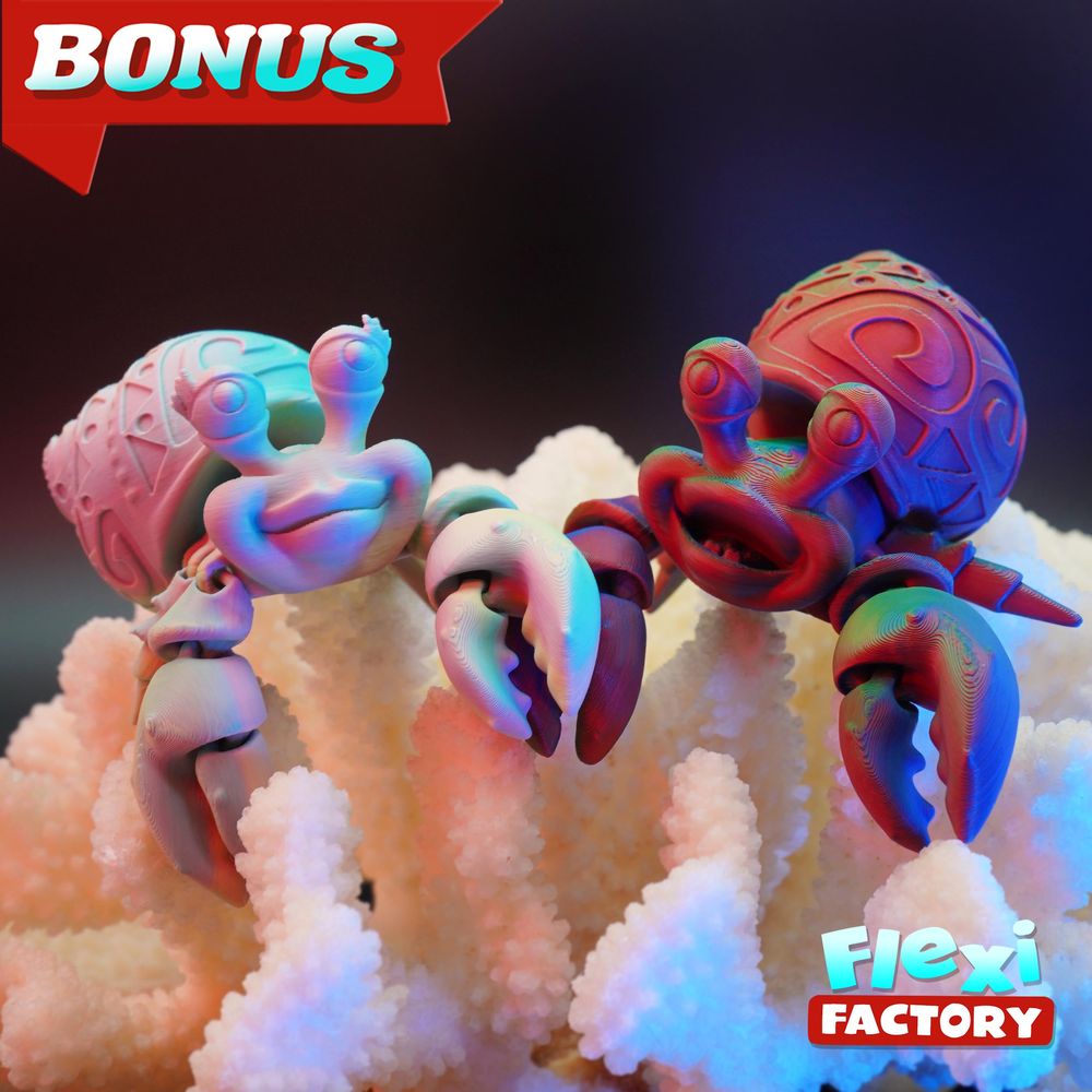 图片[3]-符文寄居蟹 Bonus_Flexi Factory Tattooed Hermit Crab pair-3D合纵社-3D打印模型STL格式3mf格式免费下载！