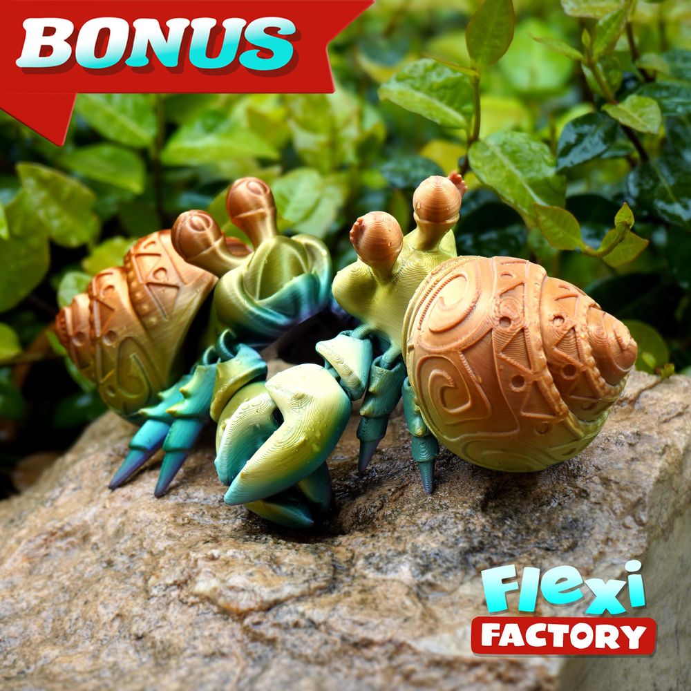 图片[2]-符文寄居蟹 Bonus_Flexi Factory Tattooed Hermit Crab pair-3D合纵社-3D打印模型STL格式3mf格式免费下载！