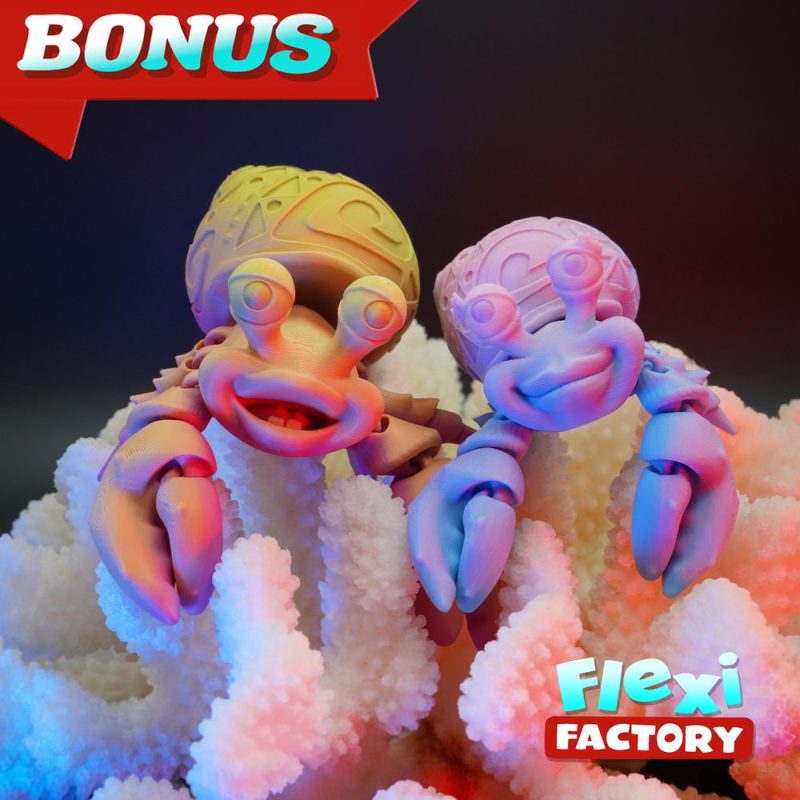 符文寄居蟹 Bonus_Flexi Factory Tattooed Hermit Crab pair-3D合纵社-3D打印模型STL格式3mf格式免费下载！