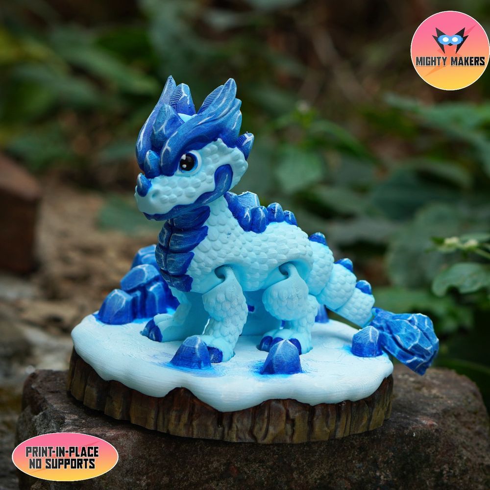 可动冰龙MightyMakers- Ice Dragon-3D合纵社-3D打印模型STL格式3mf格式免费下载！