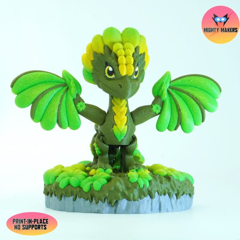 可动四叶草龙MightyMakers- Flexi Clover Leaf Dragon-3D合纵社-3D打印模型STL格式3mf格式免费下载！