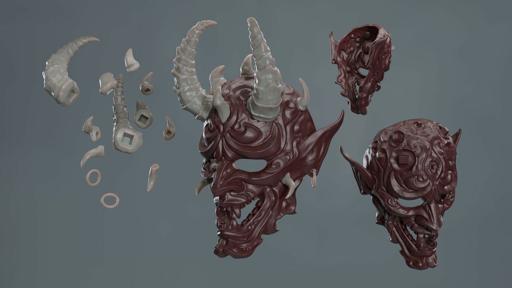 图片[2]-万圣节鬼怪面具oni_mask_ready_to_print_halloween-3D合纵社-3D打印模型STL格式3mf格式免费下载！