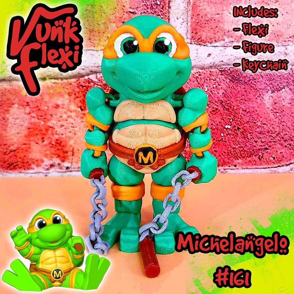 【忍者神龟】米开朗基罗teenage_mutant_ninja_turtles_michelangelo-3D合纵社-3D打印模型STL格式3mf格式免费下载！