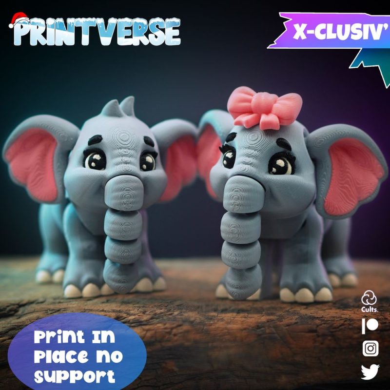 小象宝宝Printverse Baby Elephant-3D合纵社-3D打印模型STL格式3mf格式免费下载！