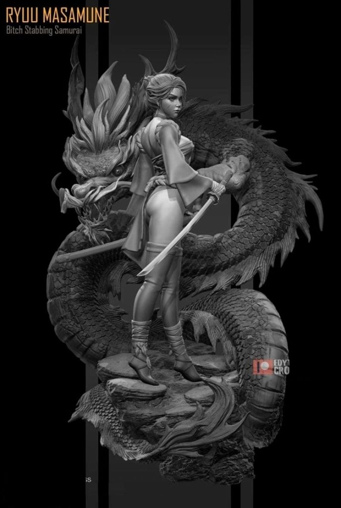 女忍者与龙-3D合纵社-3D打印模型STL格式3mf格式免费下载！