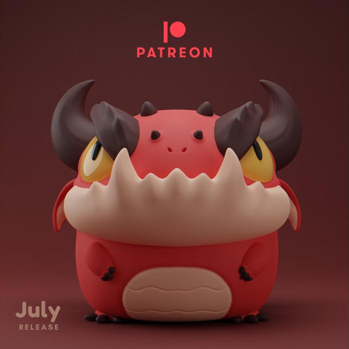 【格鲁皮怪物】红色恶魔龙-3D合纵社-3D打印模型STL格式3mf格式免费下载！