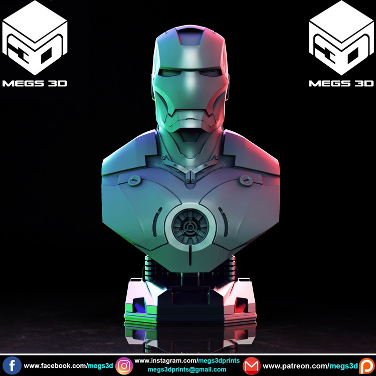 钢铁侠半身像-3D合纵社-3D打印模型STL格式3mf格式免费下载！