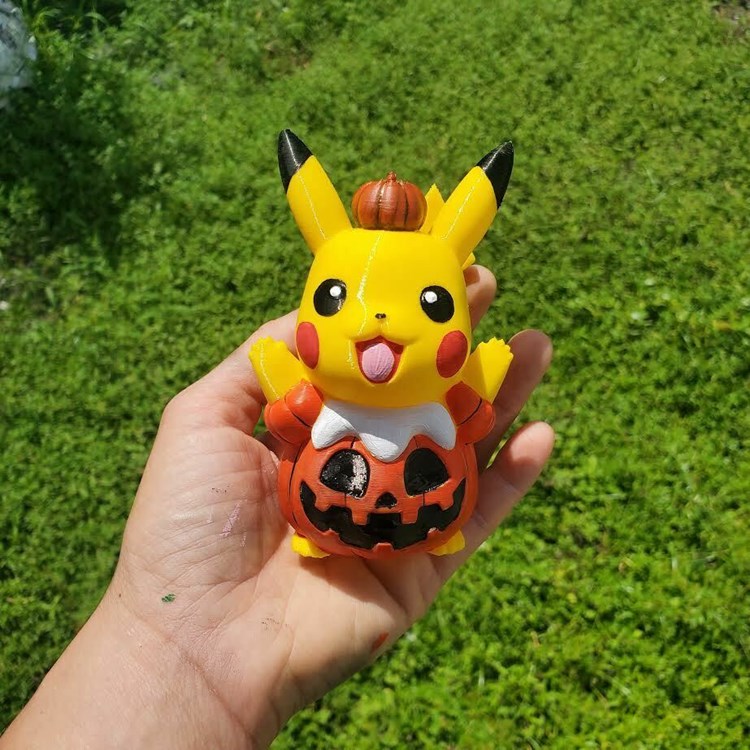 图片[2]-【宠物小精灵】万圣节南瓜皮卡丘-3D合纵社-3D打印模型STL格式3mf格式免费下载！