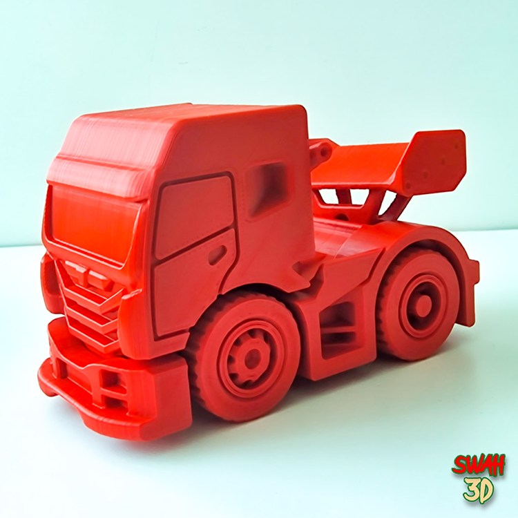 一体打印可动重卡赛车-3D合纵社-3D打印模型STL格式3mf格式免费下载！