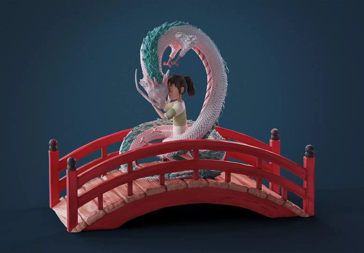 【千与千寻】千寻与白龙-3D合纵社-3D打印模型STL格式3mf格式免费下载！