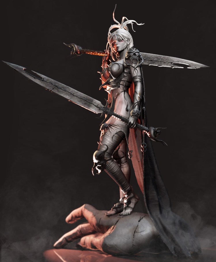 骷髅女战士-3D合纵社-3D打印模型STL格式3mf格式免费下载！