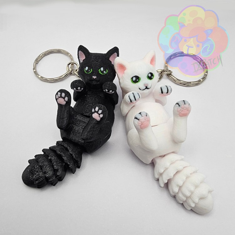 猫咪钥匙扣-3D合纵社-3D打印模型STL格式3mf格式免费下载！