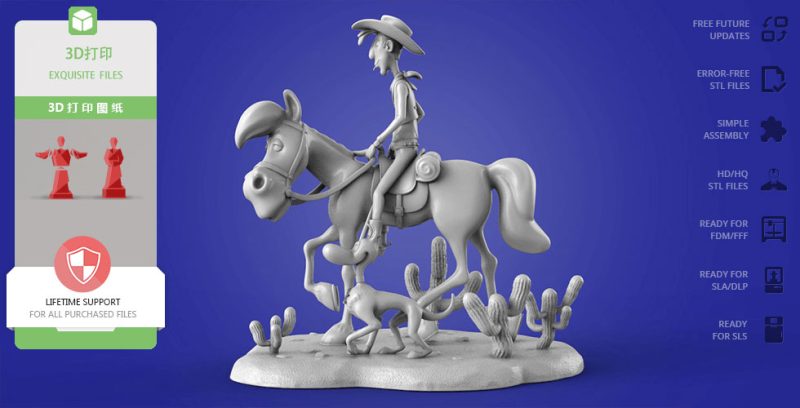 【幸运的卢克】 Lucky Luke 卢克-3D合纵社-3D打印模型STL格式3mf格式免费下载！