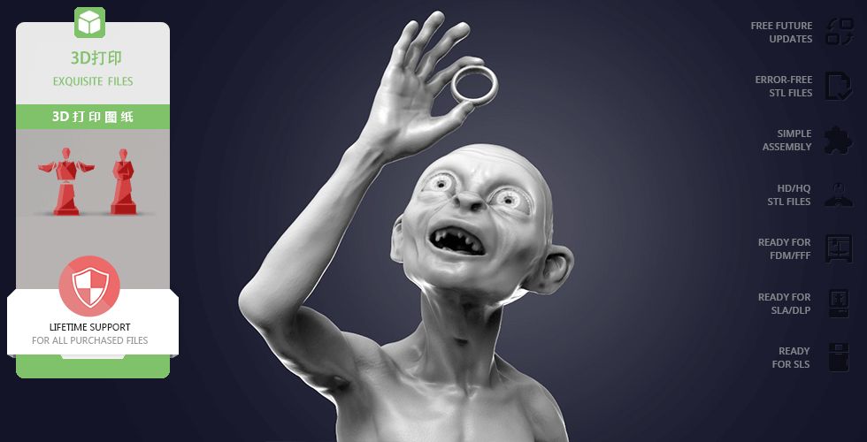 图片[2]-【指环王】咕噜-3D合纵社-3D打印模型STL格式3mf格式免费下载！