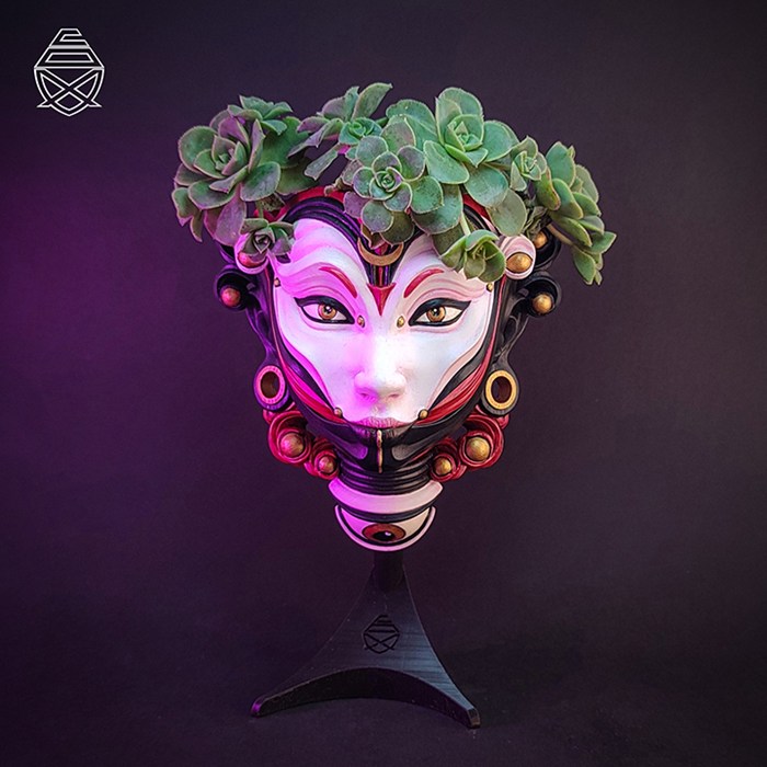 图片[3]-艺术女孩面具-墙壁式花盆-3D合纵社-3D打印模型STL格式3mf格式免费下载！