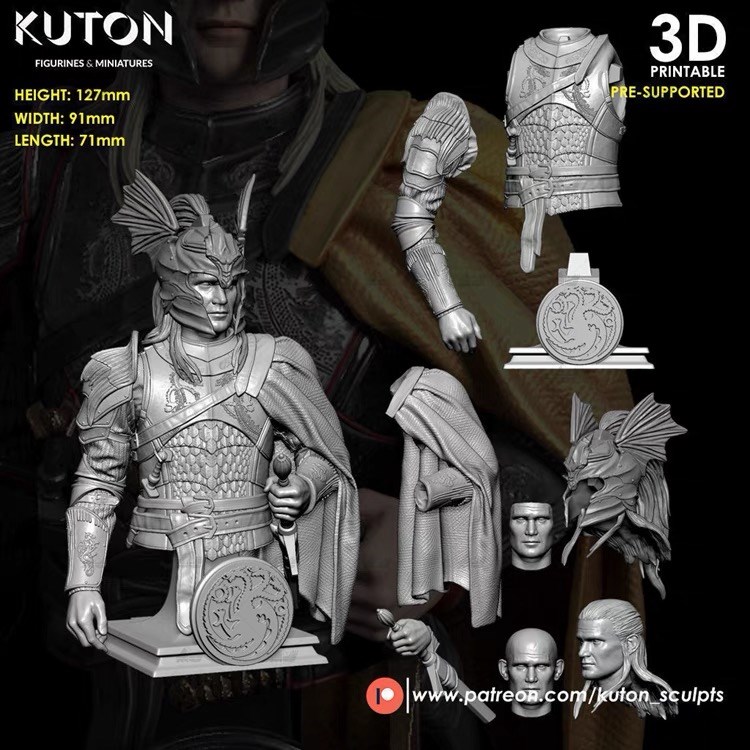 图片[2]-【权力的游戏】戴蒙坦格利安-3D合纵社-3D打印模型STL格式3mf格式免费下载！