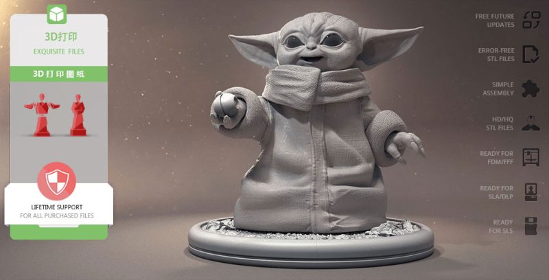 【星球大战】尤达宝宝-3D合纵社-3D打印模型STL格式3mf格式免费下载！