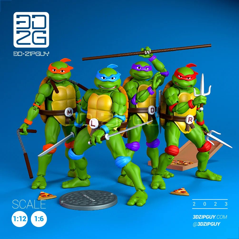 忍者神龟TMNT – Zipguy-3D合纵社-3D打印模型STL格式3mf格式免费下载！