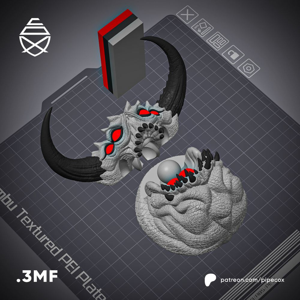 图片[2]-牛鬼头像-3D合纵社-3D打印模型STL格式3mf格式免费下载！