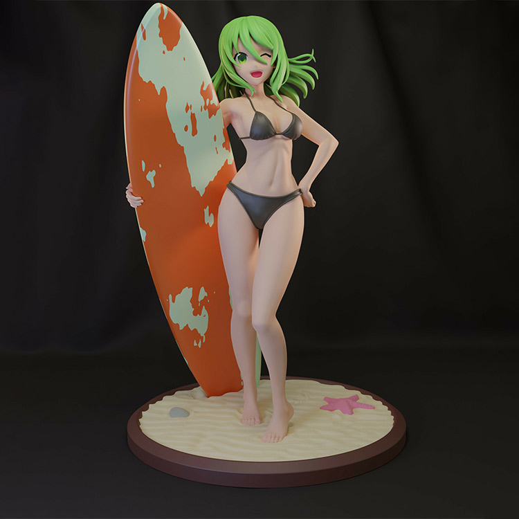 冲浪女孩-3D合纵社-3D打印模型STL格式3mf格式免费下载！