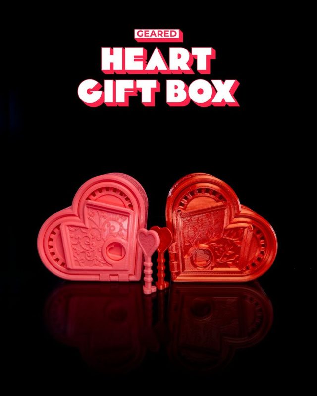 齿轮心形礼品盒-3D合纵社-3D打印模型STL格式3mf格式免费下载！