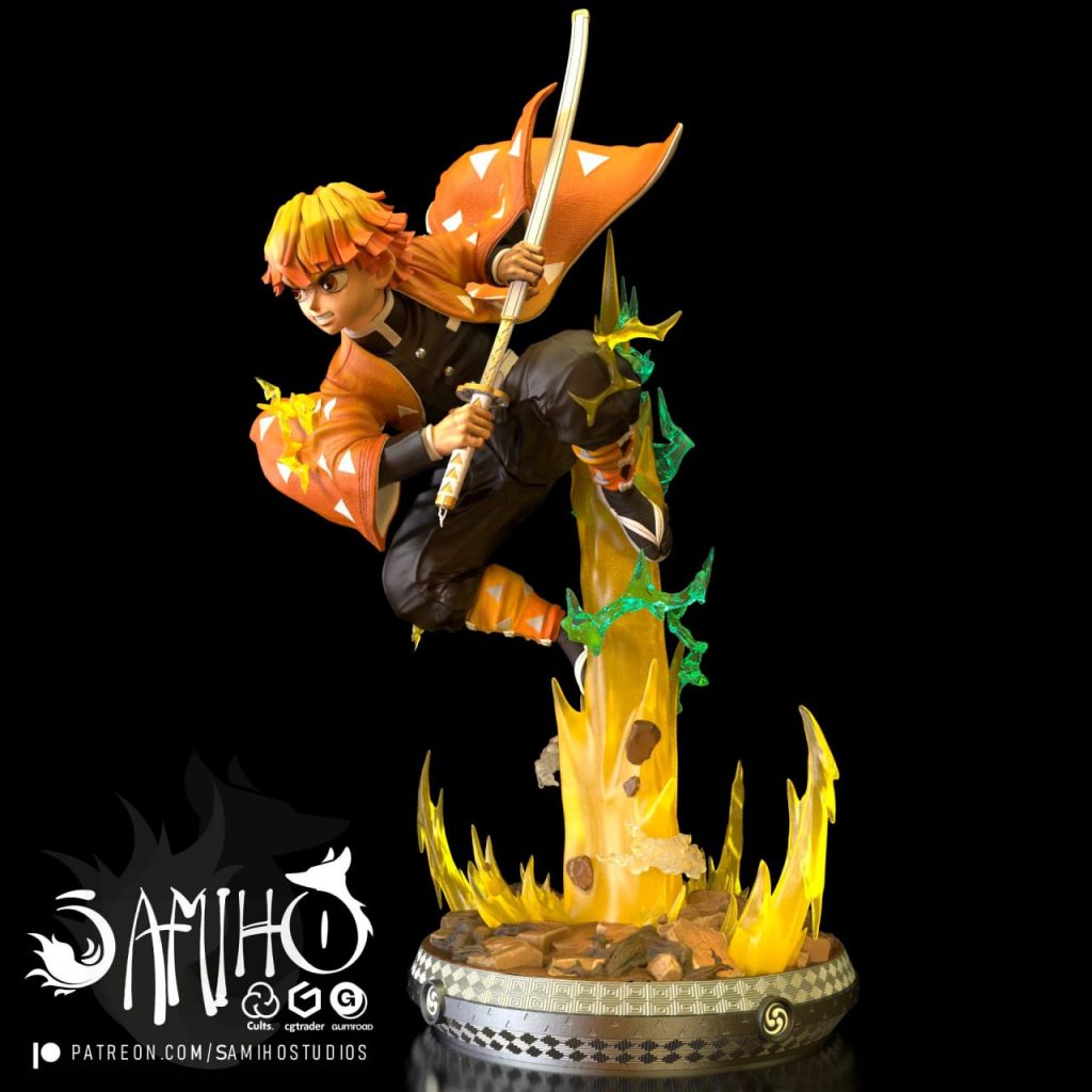 图片[2]-【鬼灭之刃】善逸-3D合纵社-3D打印模型STL格式3mf格式免费下载！